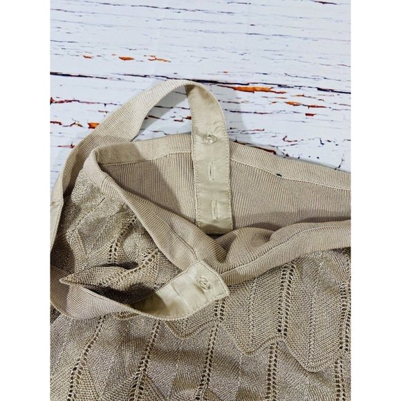 Gold Flapper Style Tank Womens Knit Shimmer Chevron Adjustable Straps Roaring 20 - Picture 7 of 8